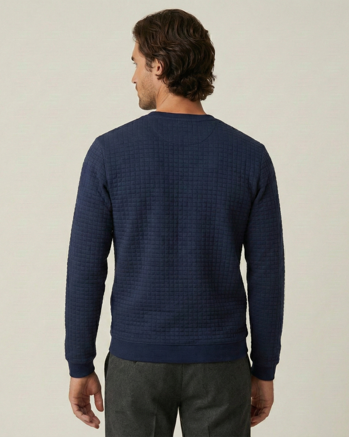 Herrenpullover mit Rundhalsausschnitt, Gofré-Strick und langen Ärmeln – Loris