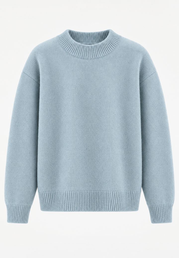 Herrenpullover mit Rundhalsausschnitt, glatt gestrickt, langärmelig – Dorian