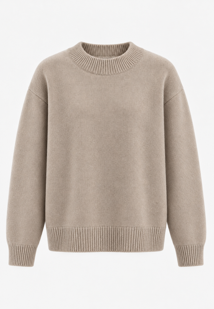 Herrenpullover mit Rundhalsausschnitt, glatt gestrickt, langärmelig – Dorian