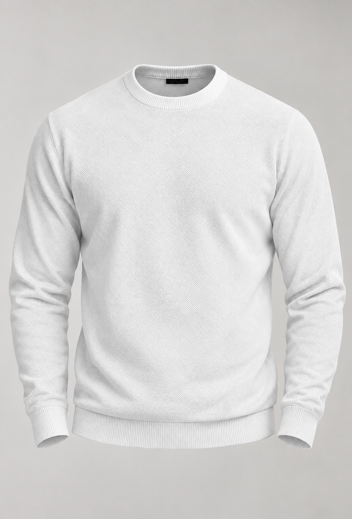 Herrenpullover mit Rundhalsausschnitt, glatter Strick und langen Ärmeln – Nikolai
