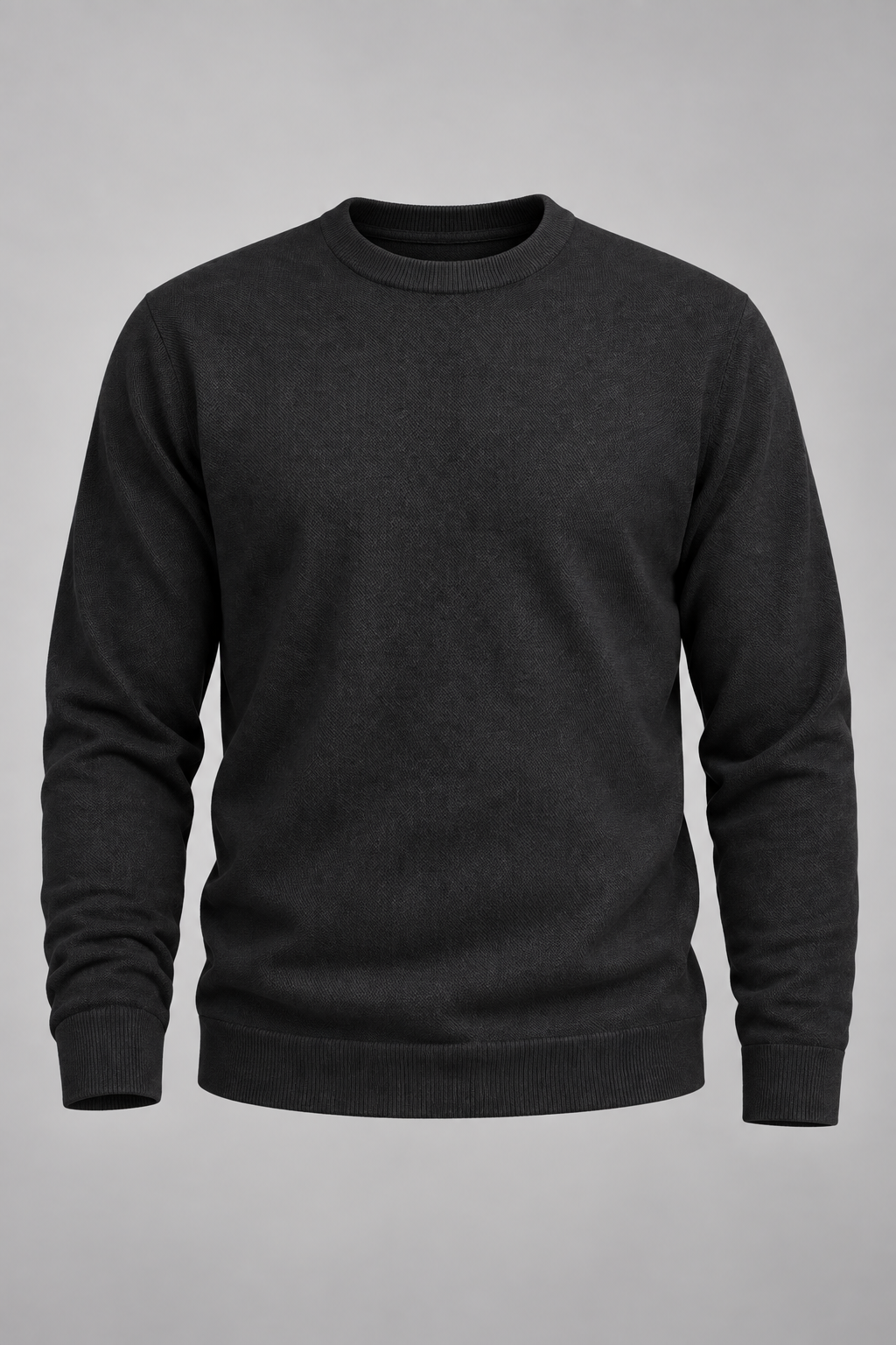 Herrenpullover mit Rundhalsausschnitt, glatter Strick und langen Ärmeln – Nikolai