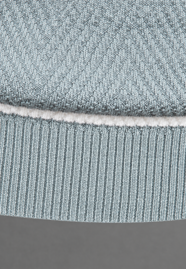 Herrenpullover mit Rundhalsausschnitt, gestreift und strukturiertem Strickmuster - Tobias