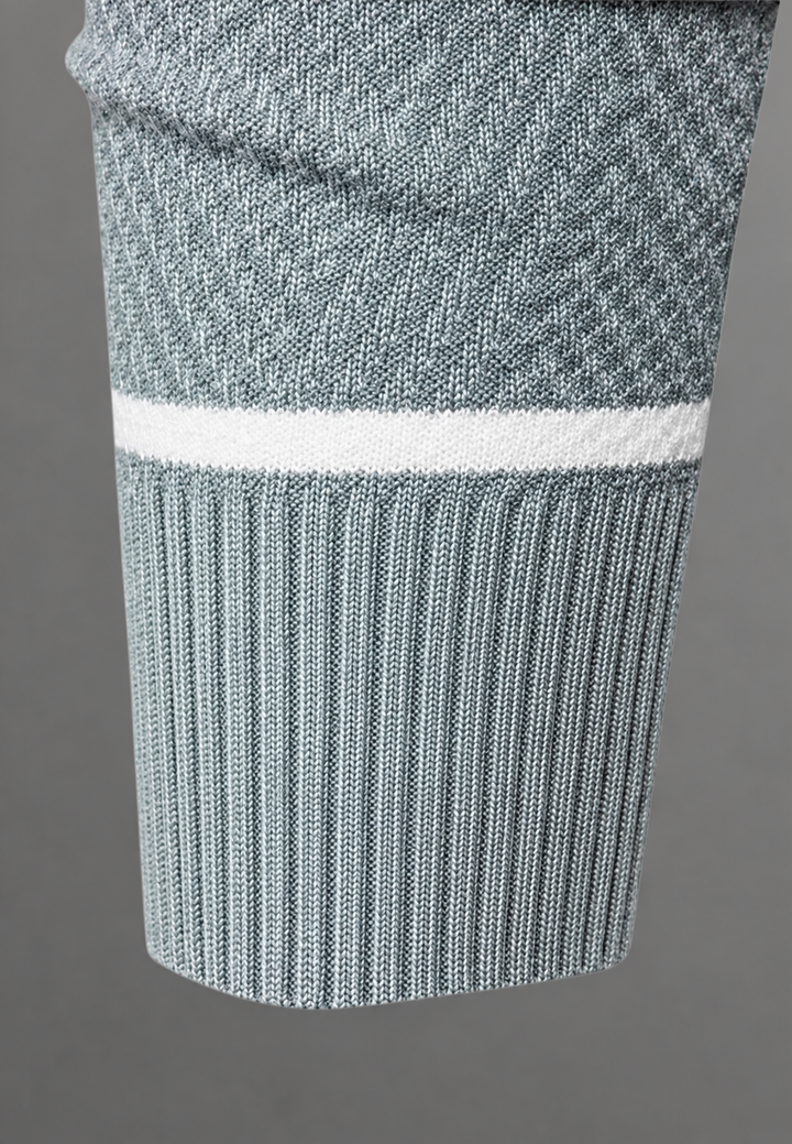 Herrenpullover mit Rundhalsausschnitt, gestreift und strukturiertem Strickmuster - Tobias