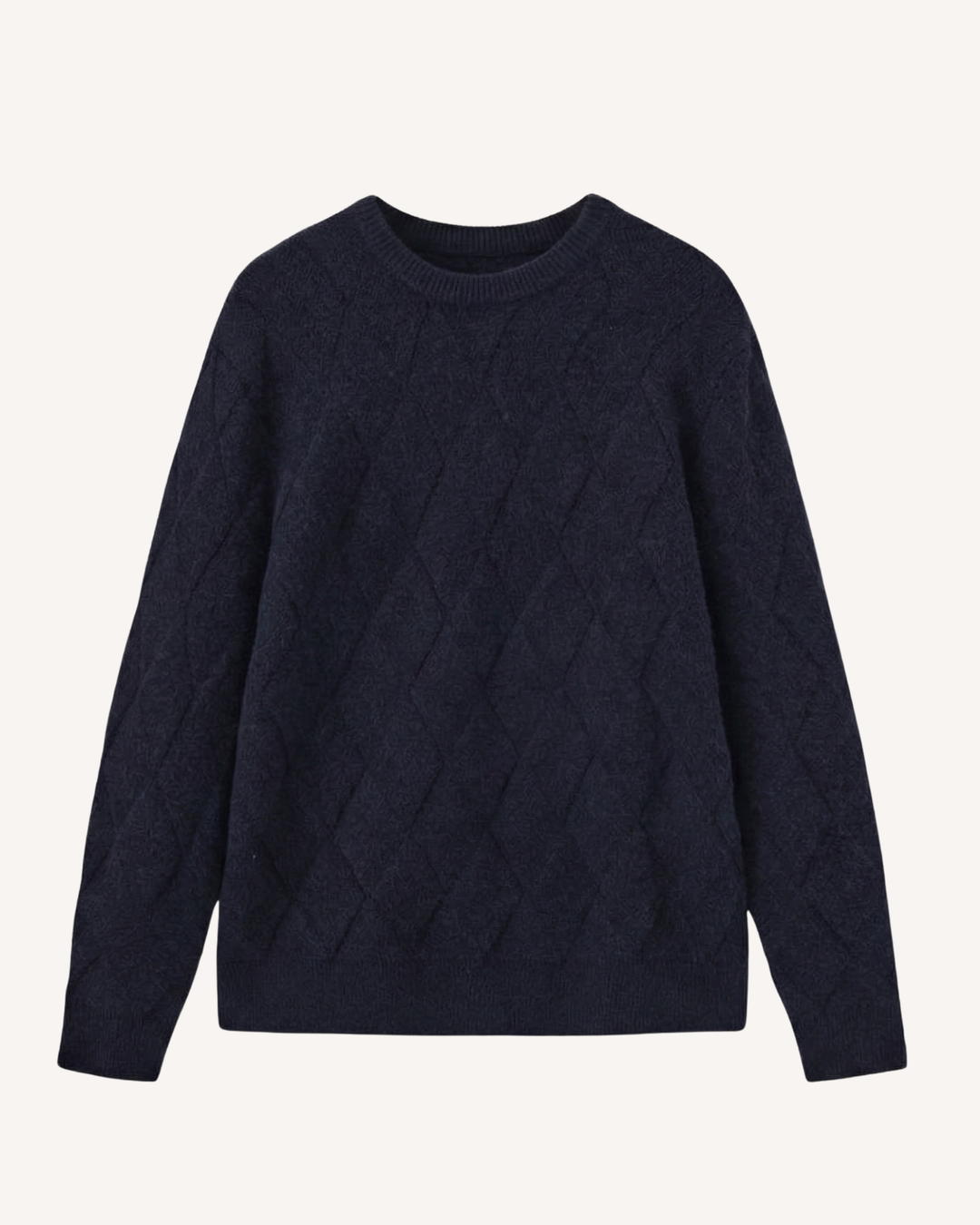 Herrenpullover mit Rundhalsausschnitt, geprägten Rauten und langen Ärmeln – Adriel