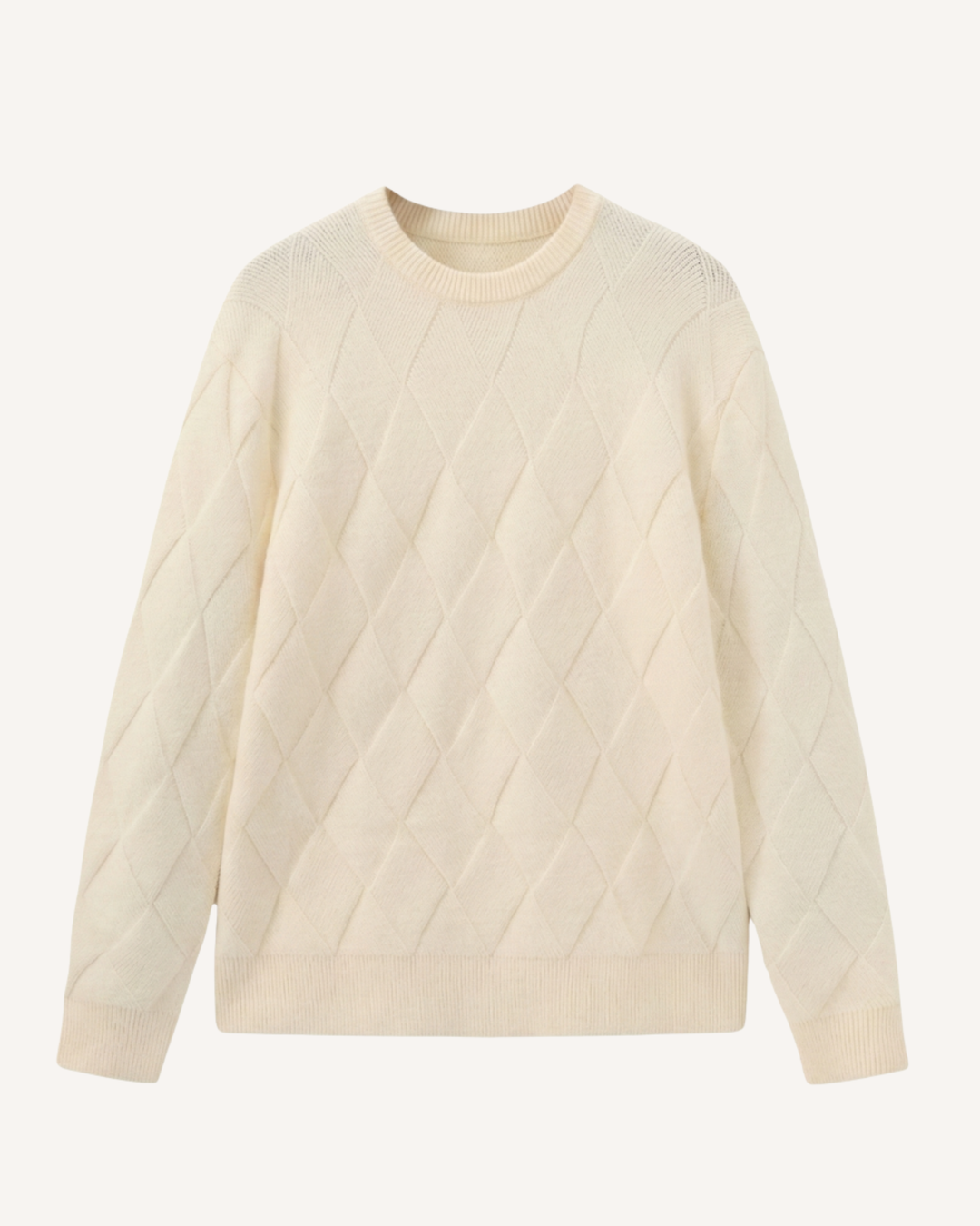 Herrenpullover mit Rundhalsausschnitt, geprägten Rauten und langen Ärmeln – Adriel
