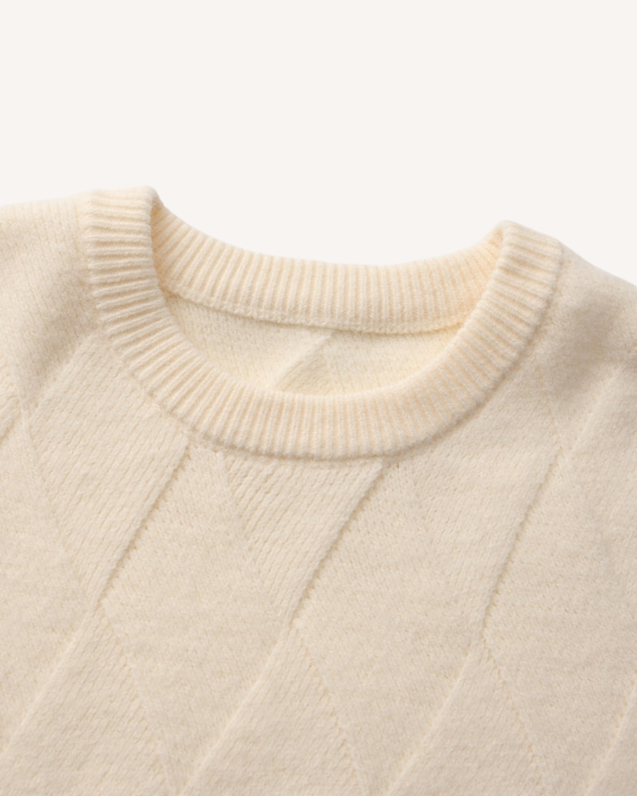 Herrenpullover mit Rundhalsausschnitt, geprägten Rauten und langen Ärmeln – Adriel