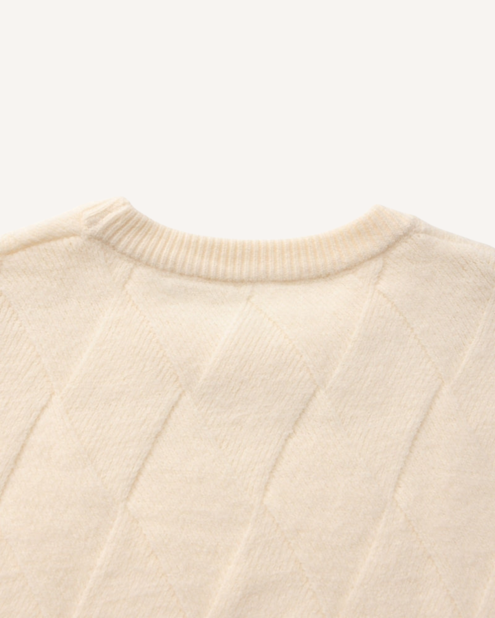 Herrenpullover mit Rundhalsausschnitt, geprägten Rauten und langen Ärmeln – Adriel