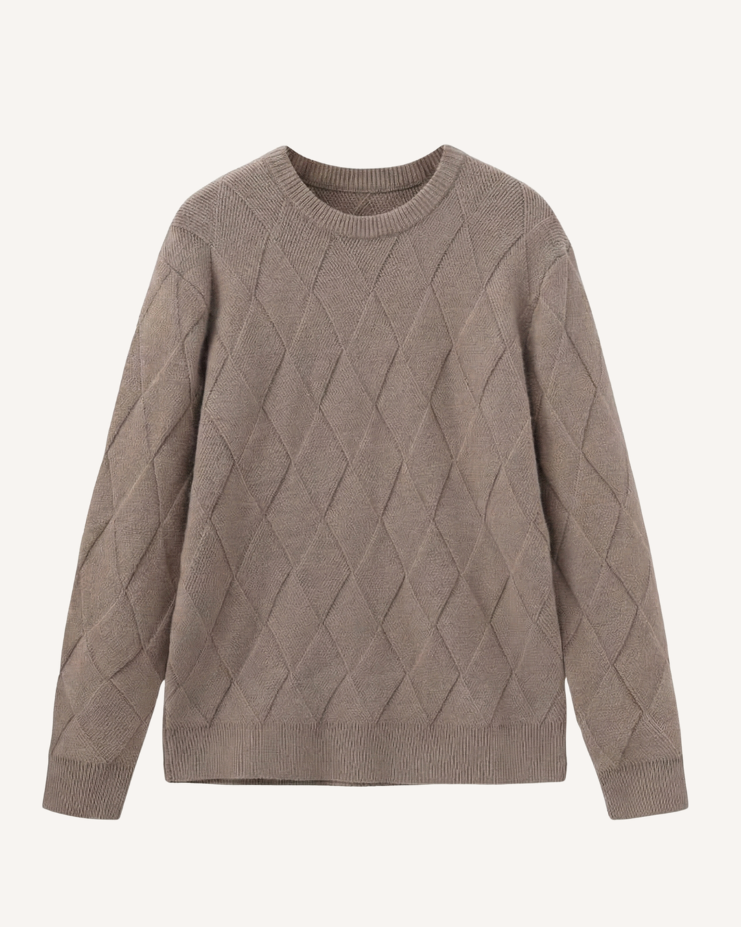 Herrenpullover mit Rundhalsausschnitt, geprägten Rauten und langen Ärmeln – Adriel