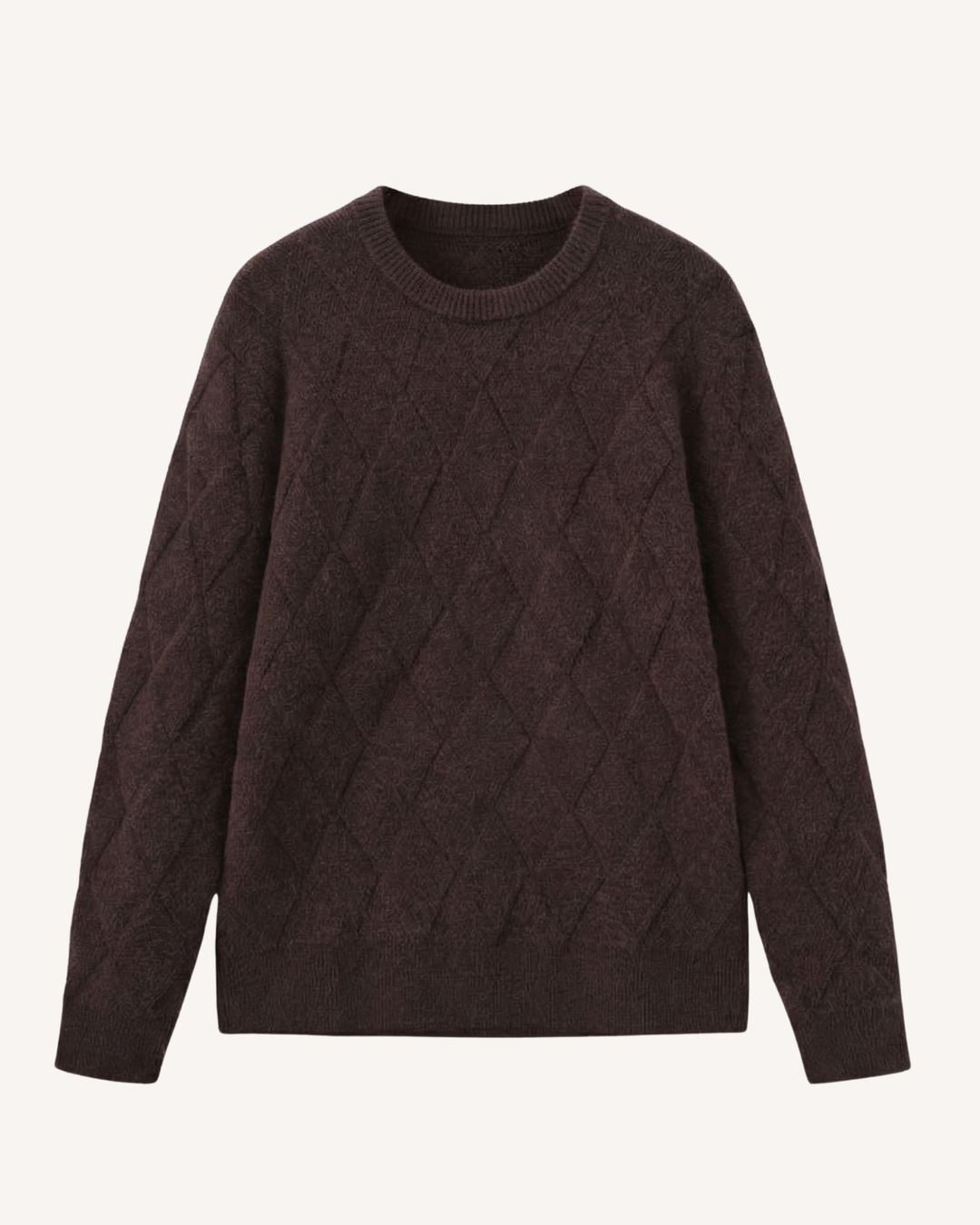 Herrenpullover mit Rundhalsausschnitt, geprägten Rauten und langen Ärmeln – Adriel