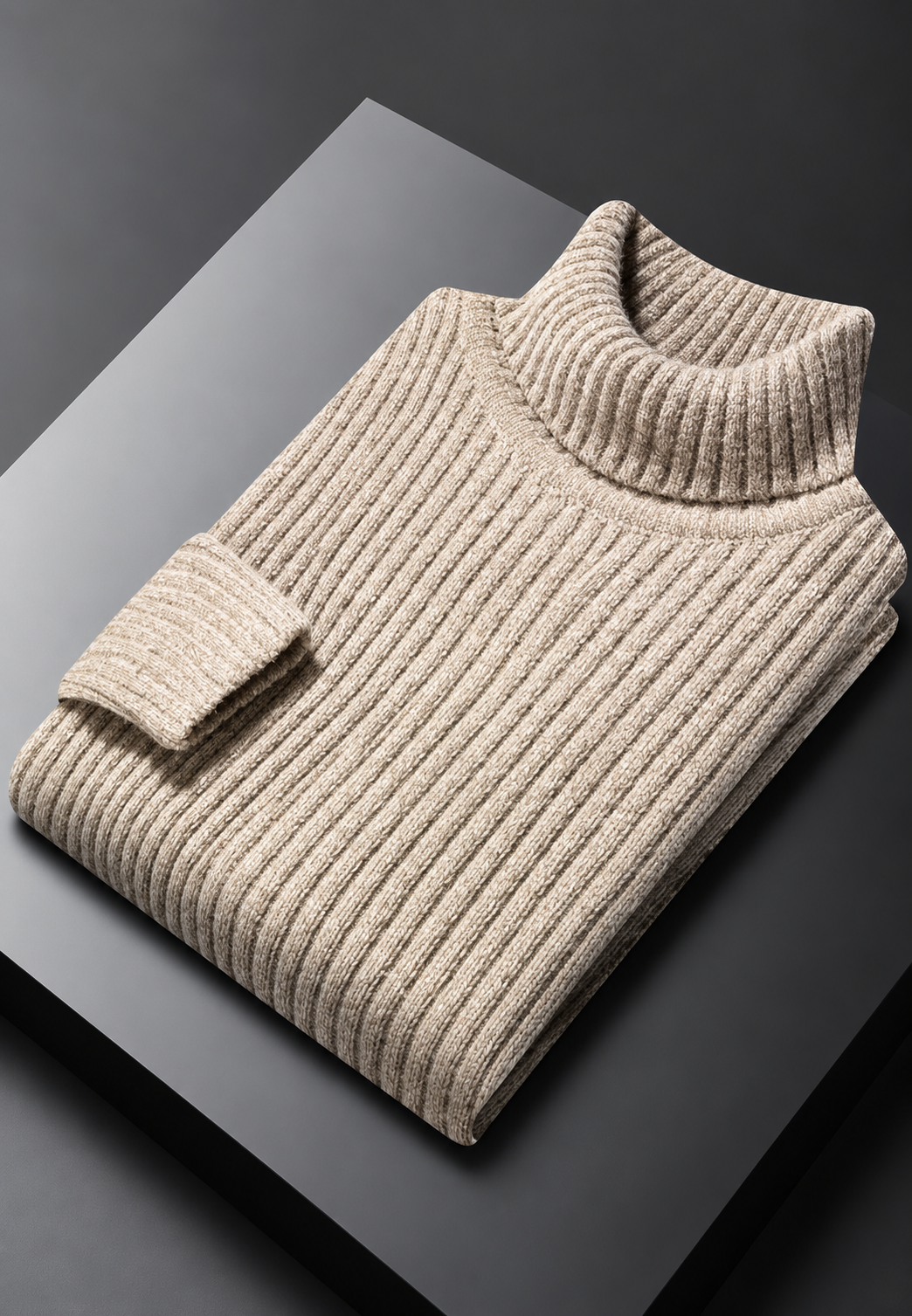 Herrenpullover mit Rollkragen, Rippstrick und ausgeprägter Struktur – Nereo