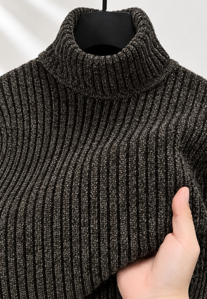 Herrenpullover mit Rollkragen, Rippstrick und ausgeprägter Struktur – Nereo
