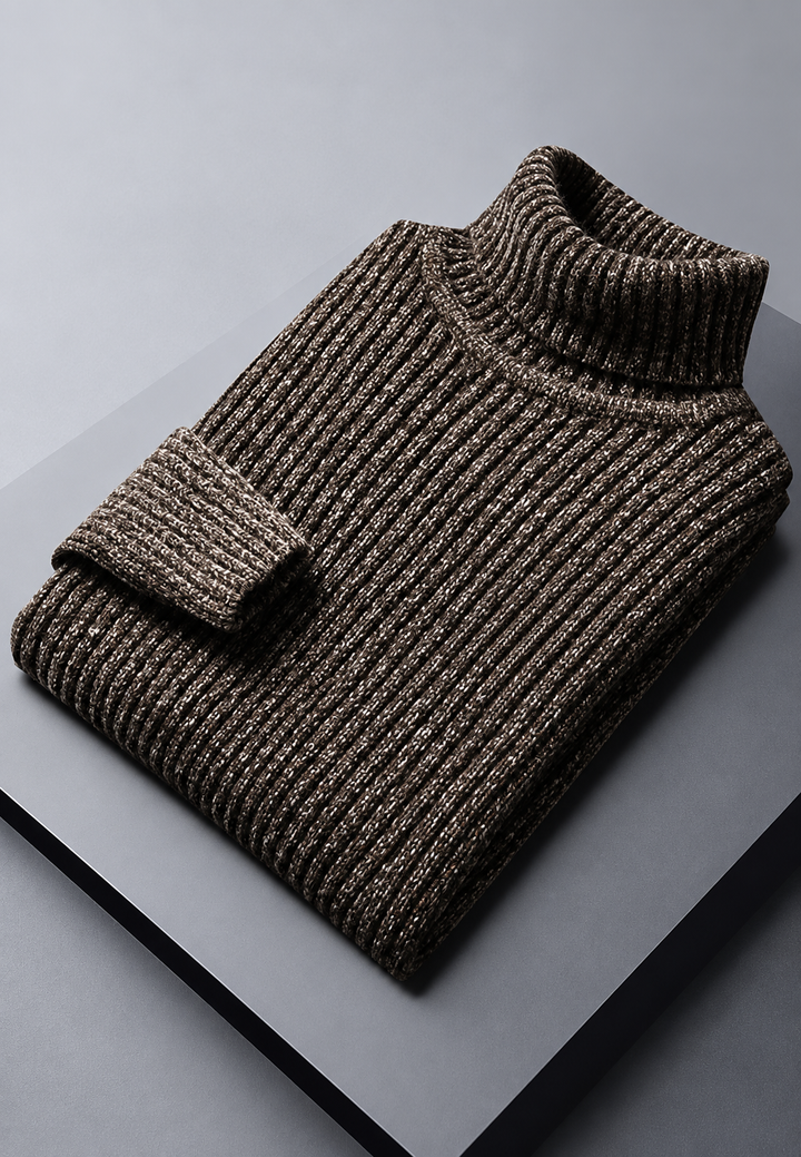 Herrenpullover mit Rollkragen, Rippstrick und ausgeprägter Struktur – Nereo
