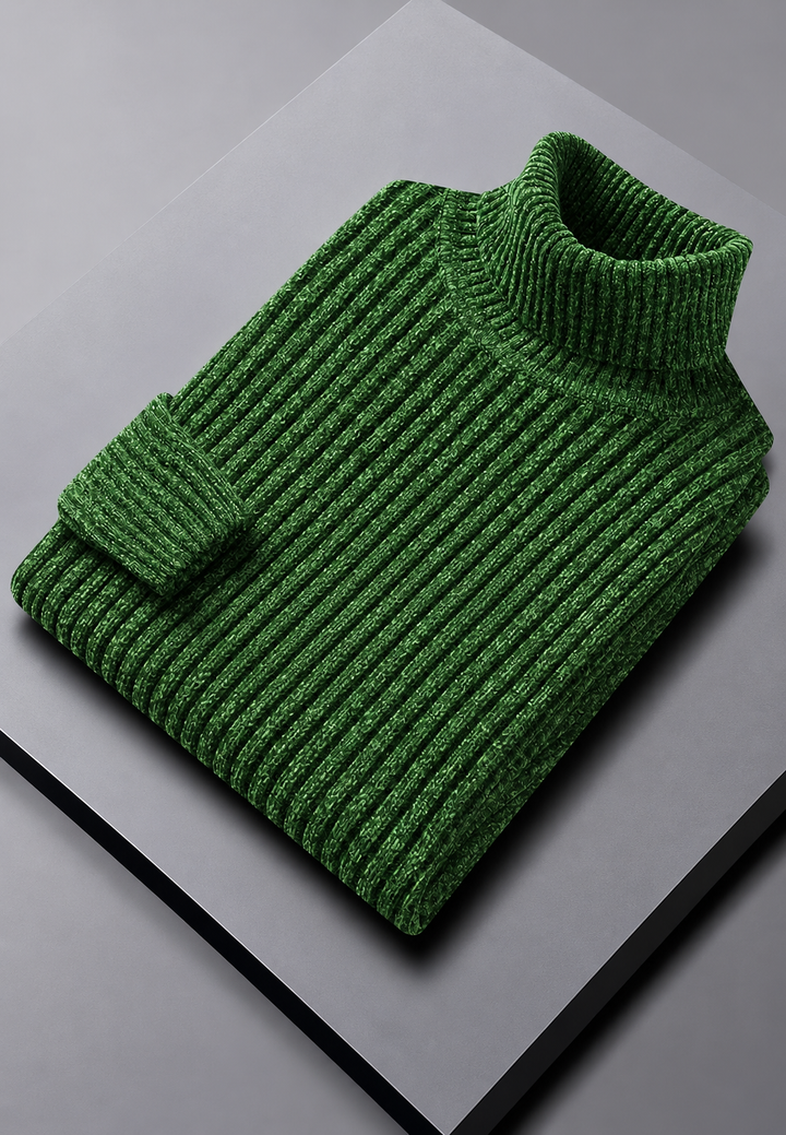 Herrenpullover mit Rollkragen, Rippstrick und ausgeprägter Struktur – Nereo