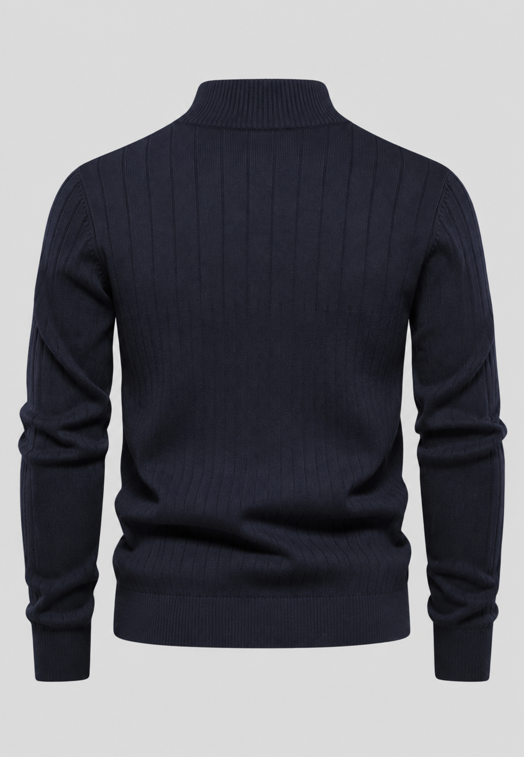 Herrenpullover mit halbem Reißverschluss, Rollkragen und Rippstrick – Mikkel
