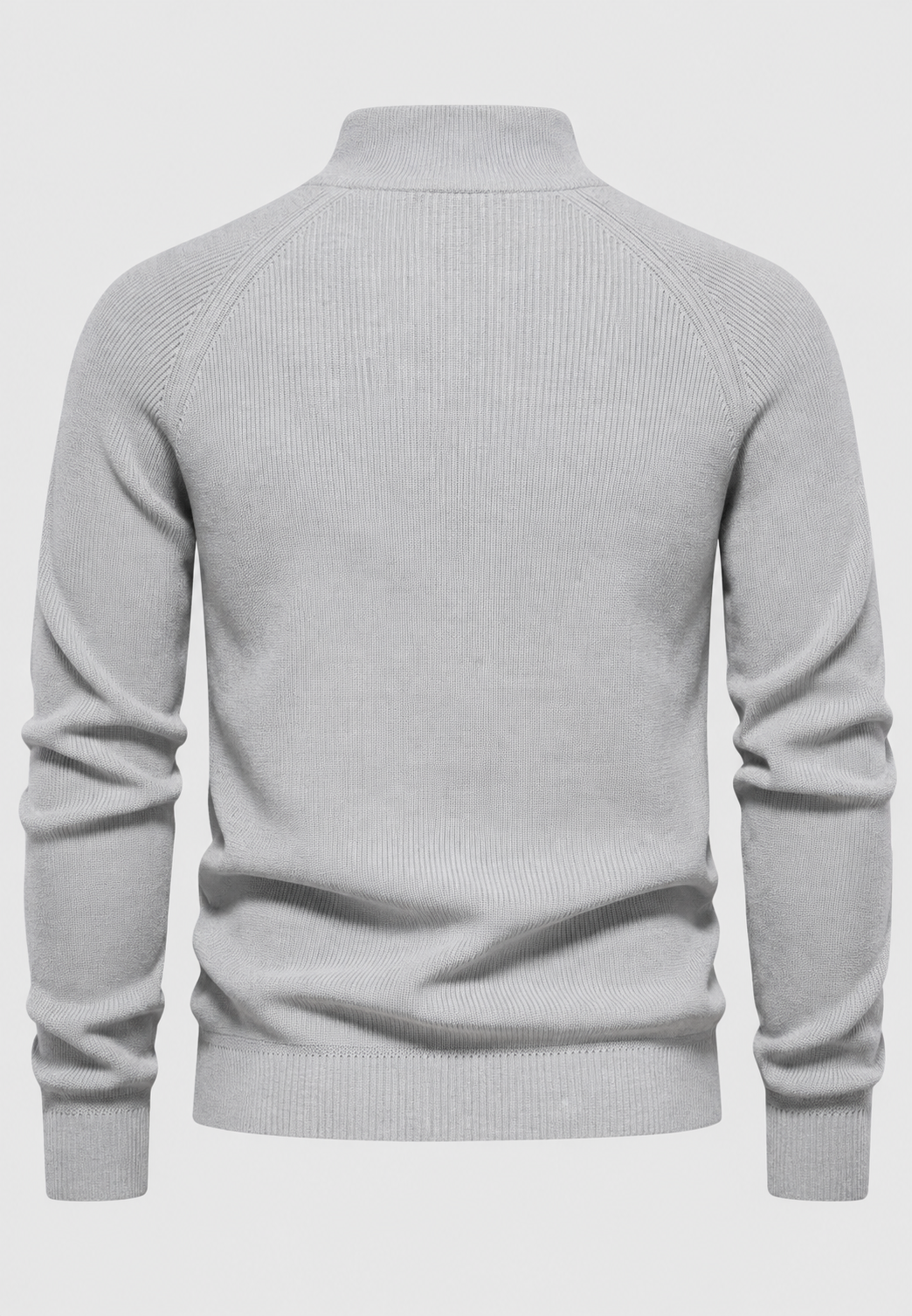 Herrenpullover mit halbem Reißverschluss, Stehkragen und Raglanärmeln – Leif