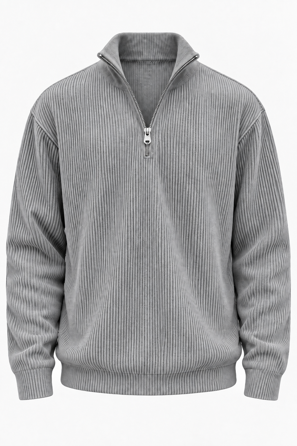 Herrenpullover mit halbem Reißverschluss und gerippter Struktur – Leander