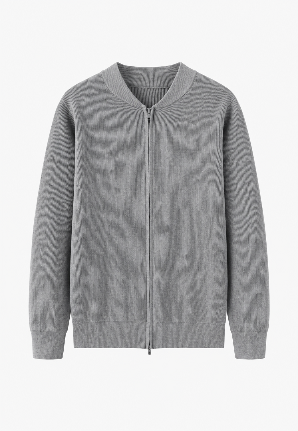 Herrenpullover mit Rippenstrick, hohem Kragen und halbem Reißverschluss – Blaise