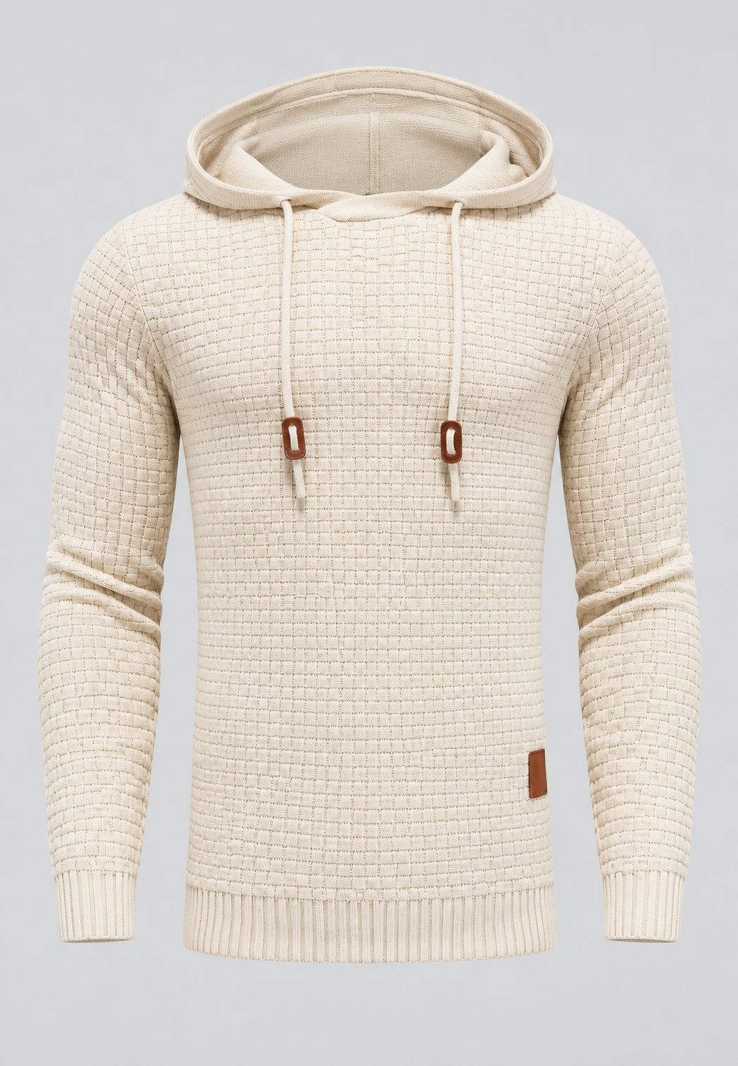 Herrenpullover mit strukturiertem Strickmuster und verstellbarer Kapuze - Ciro