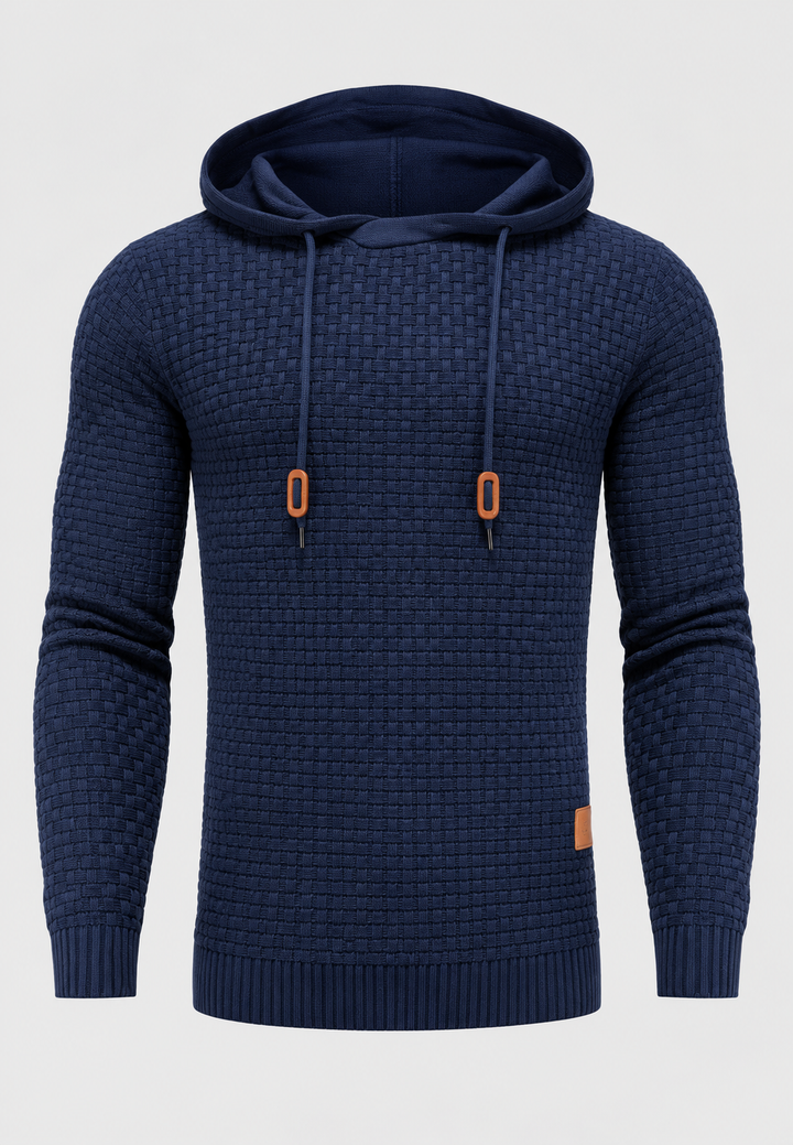 Herrenpullover mit strukturiertem Strickmuster und verstellbarer Kapuze - Ciro