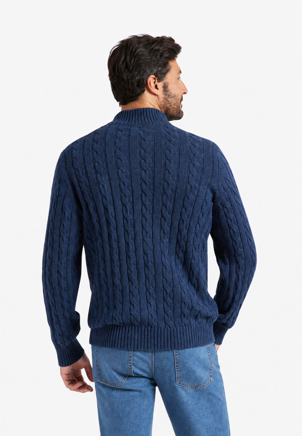 Strickpullover mit Zopfmuster und halbem Reißverschluss – Anselme