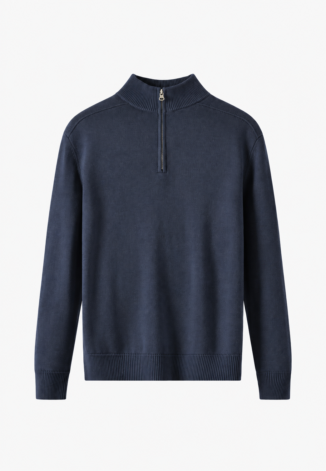 Herrenpullover aus Merinowolle mit halbem Reißverschluss und Stehkragen – Florent