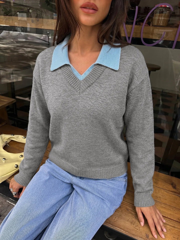 Strickpullover mit Hemdkragen für Damen – Tilda