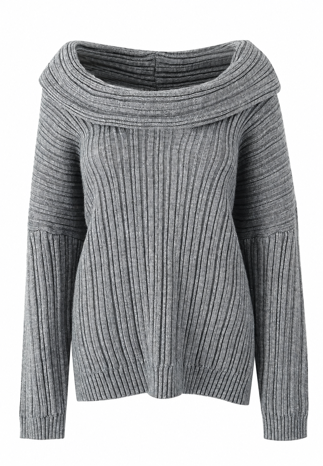 Damenpullover mit asymmetrischem Ausschnitt und freiliegender Schulter – Séverine