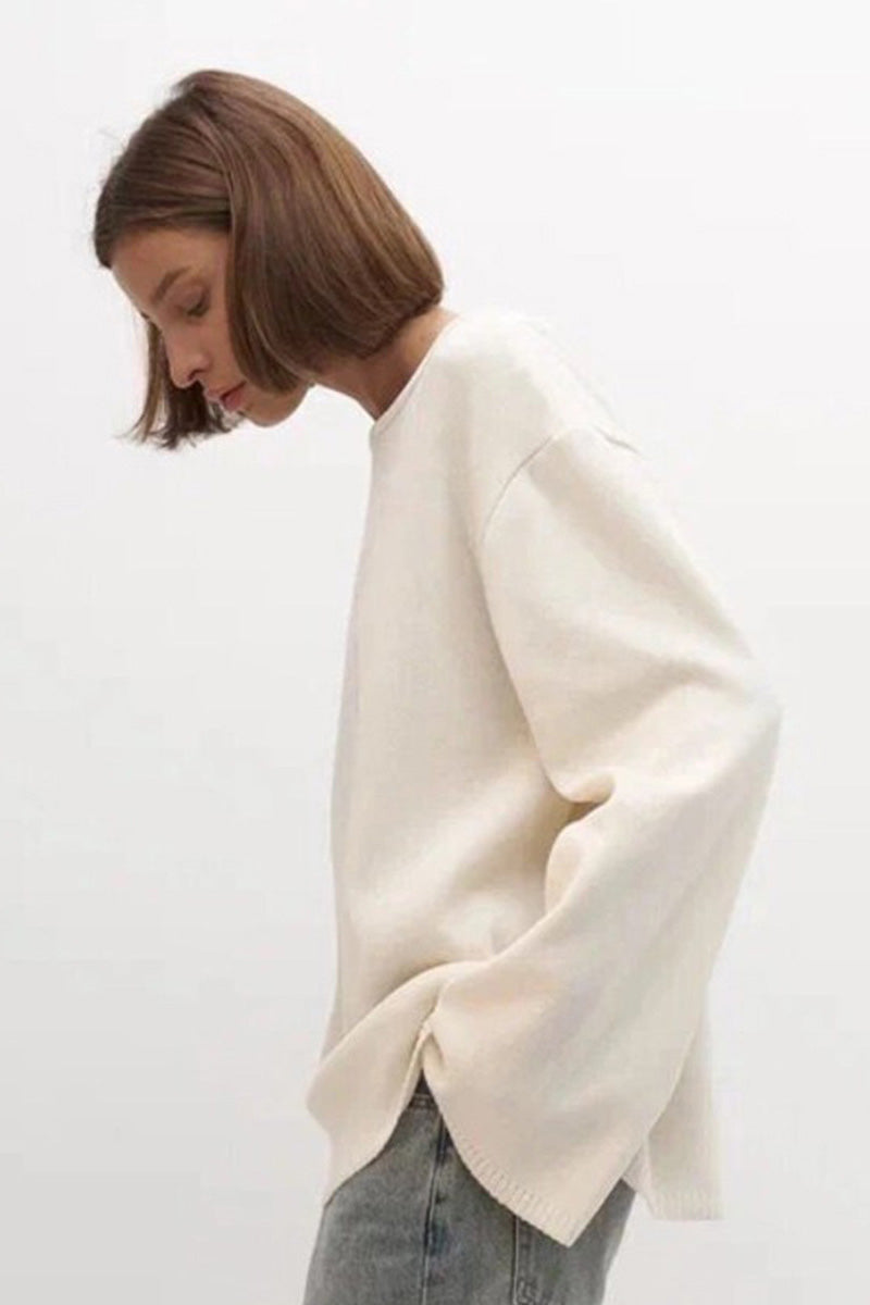 Oversize-Damenpullover mit offenem Rücken und langen Ärmeln – Mireya