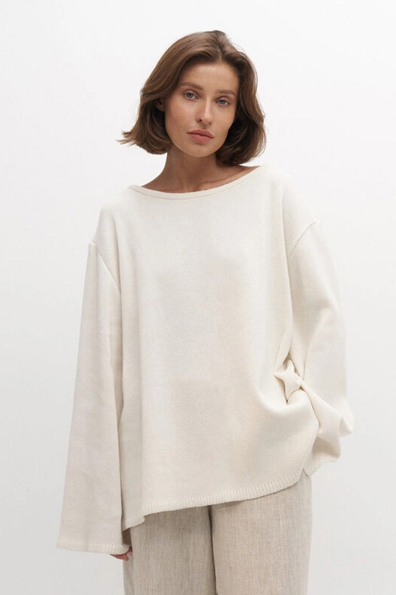 Oversize-Damenpullover mit offenem Rücken und langen Ärmeln – Mireya