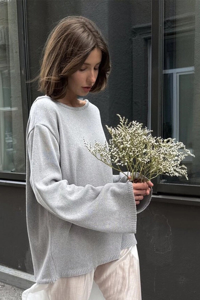 Oversize-Damenpullover mit offenem Rücken und langen Ärmeln – Mireya