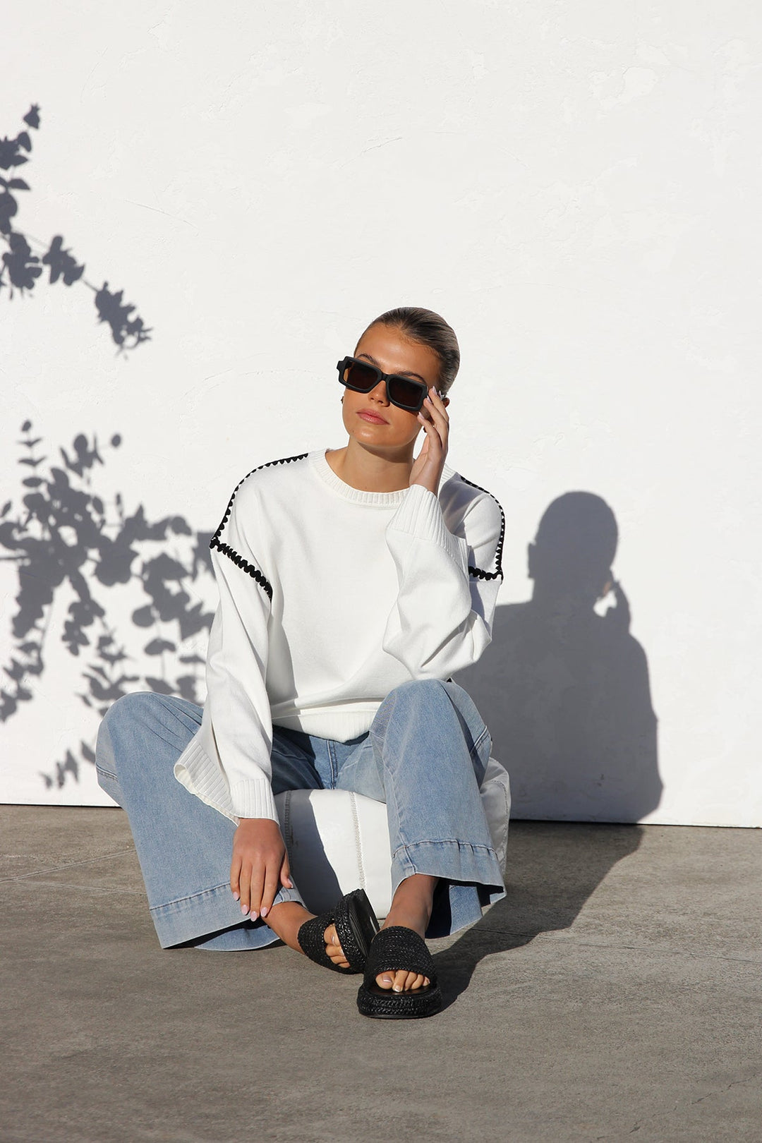 Oversize-Strickpullover für Damen mit Streifen und hohem Kragen – Ottilie