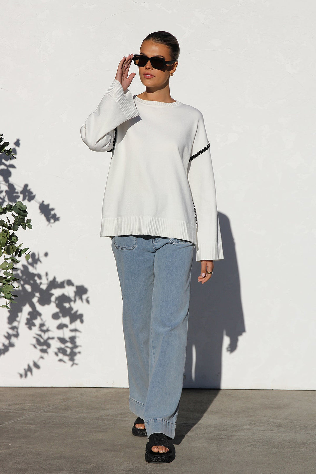 Oversize-Strickpullover für Damen mit Streifen und hohem Kragen – Ottilie