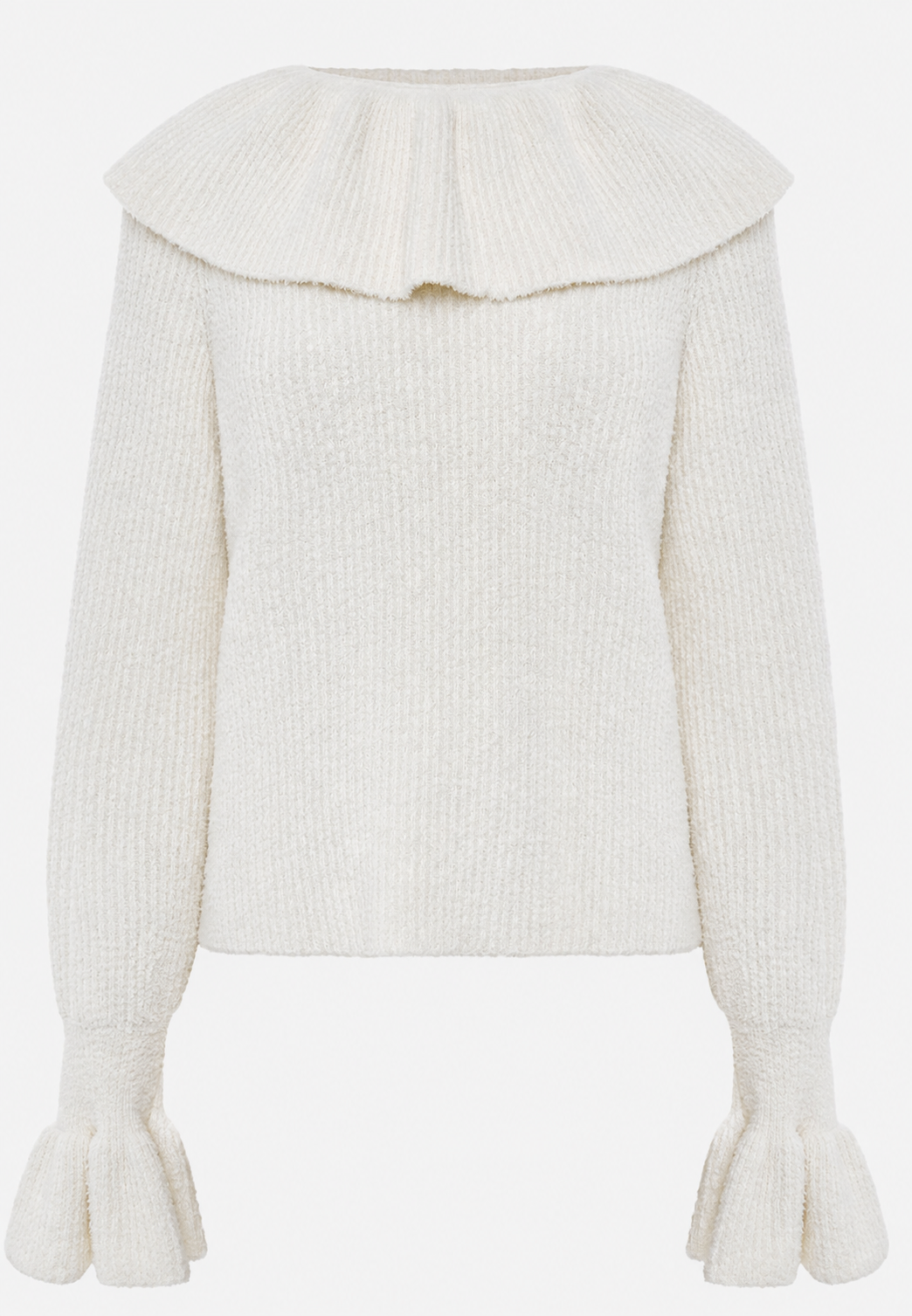 Damenpullover mit Rüschenkragen und langen Ärmeln – Capucine