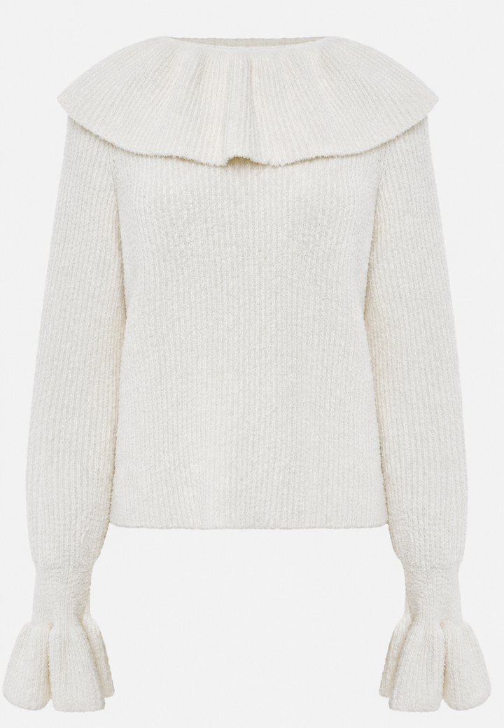 Damenpullover mit Rüschenkragen und langen Ärmeln – Capucine