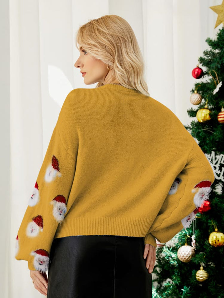 Weihnachtspullover für Damen mit langem Ärmel im Weihnachtsmann-Design – Narela