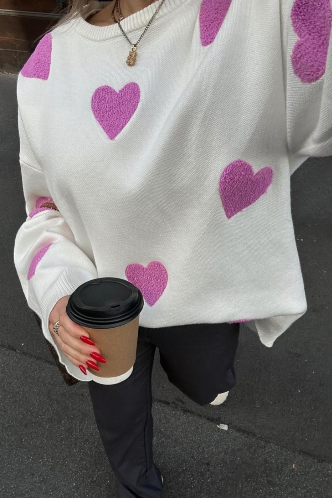 Oversize-Strickpullover mit Herzchen – Barissa