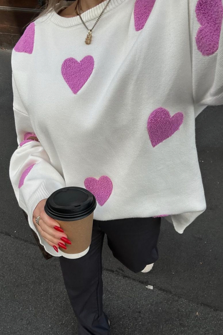 Oversize-Strickpullover mit Herzchen – Barissa