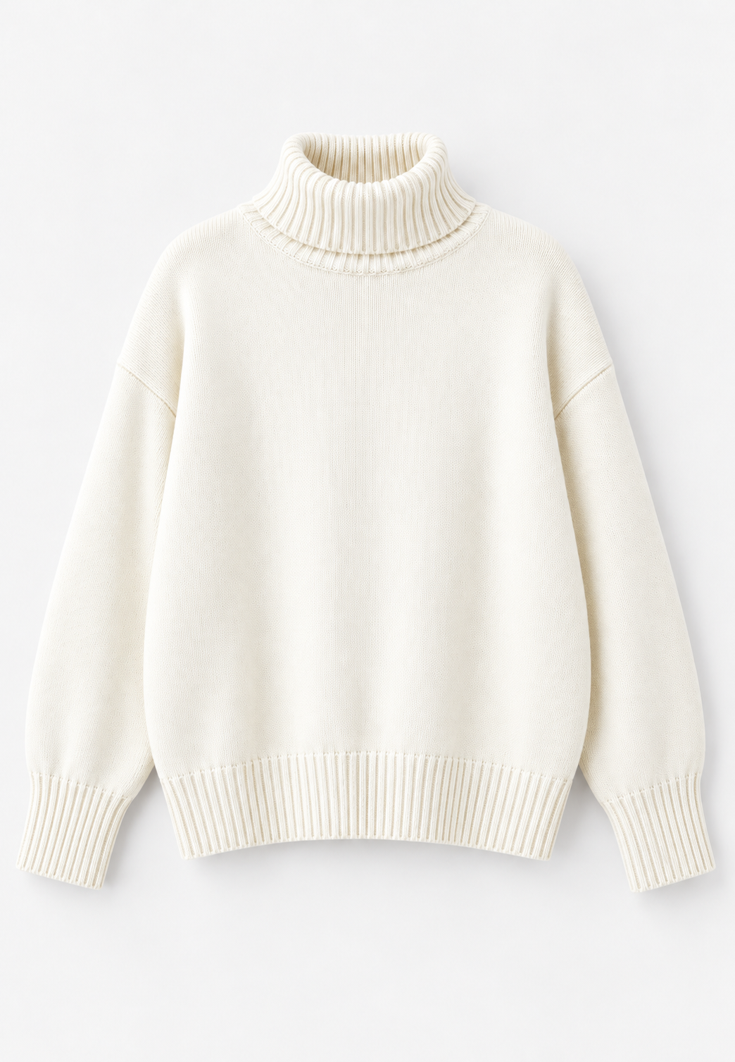 Damen-Oversize-Rollkragenpullover aus glattem Strick mit überschnittenen Schultern - Eirwen