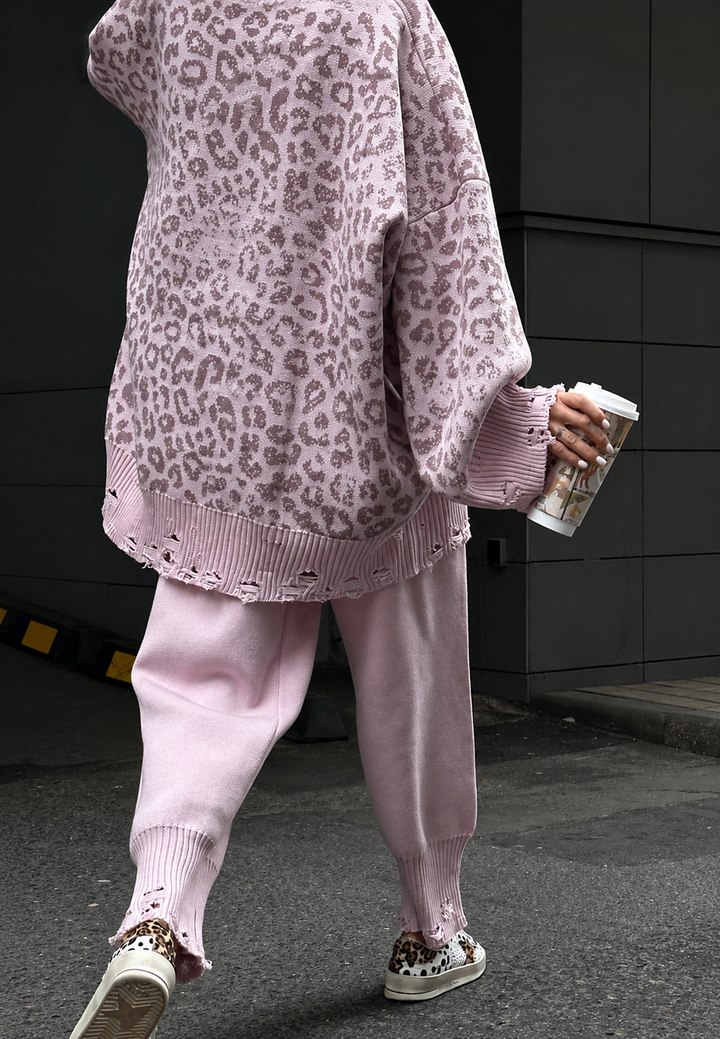 Oversize-Pullover für Damen mit grafischem Print und Zerrissen-Effekt – Liora