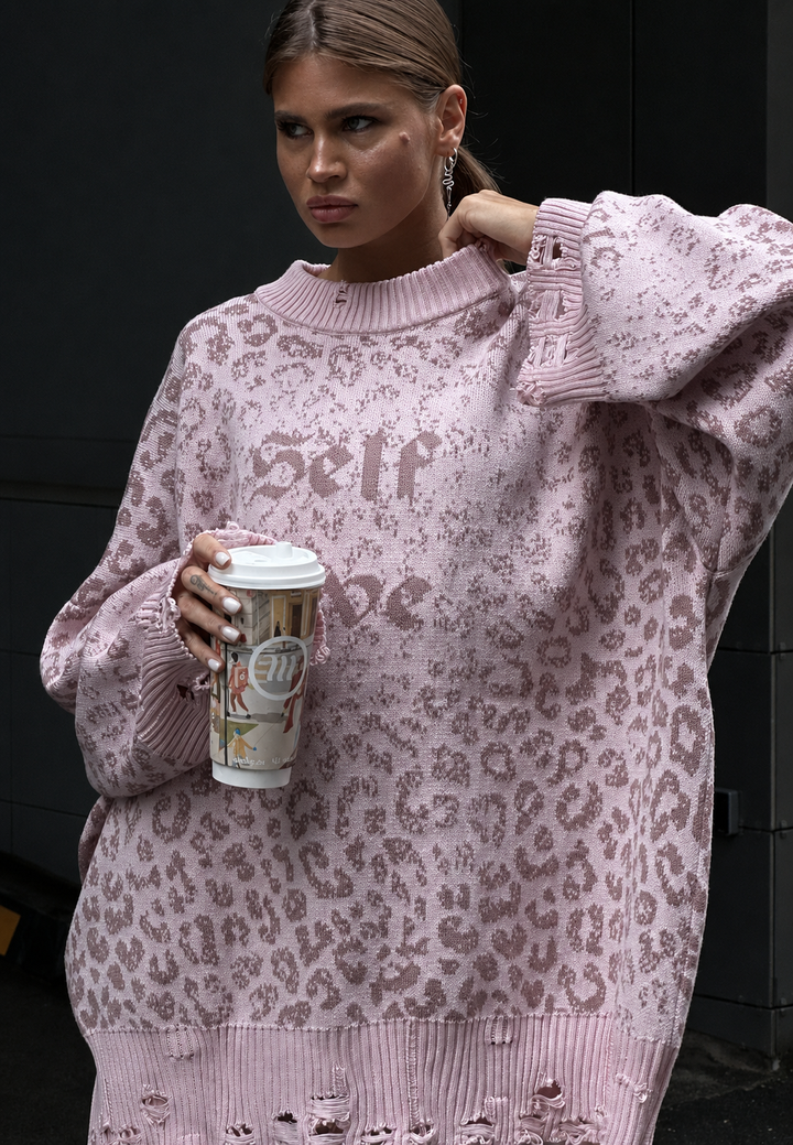 Oversize-Pullover für Damen mit grafischem Print und Zerrissen-Effekt – Liora