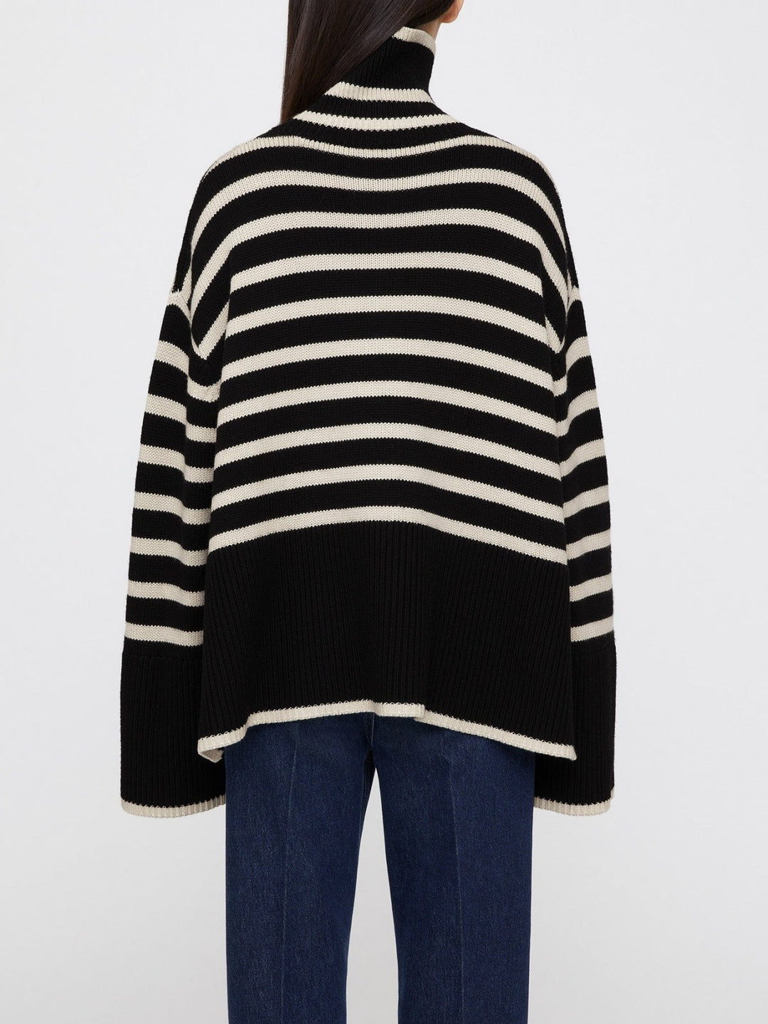 Oversize-Pullover für Damen, gestreift, mit Rollkragen und weiten Ärmeln – Leonie