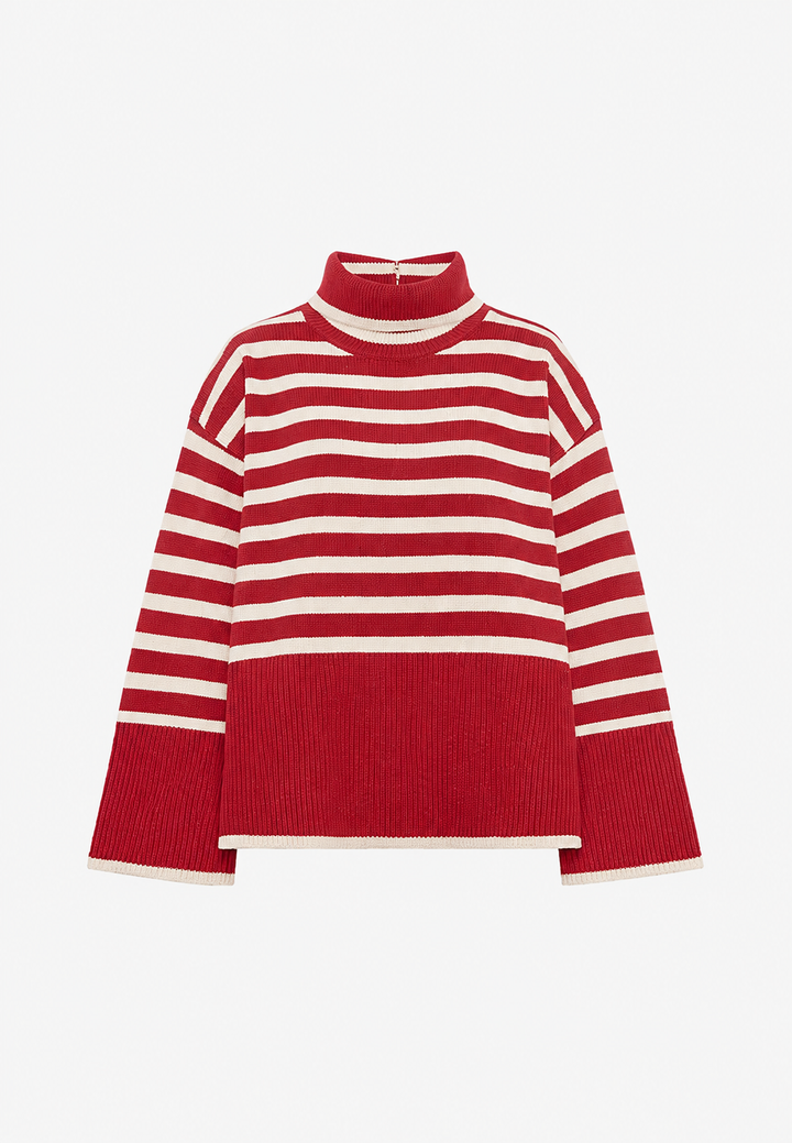 Oversize-Pullover für Damen, gestreift, mit Rollkragen und weiten Ärmeln – Leonie