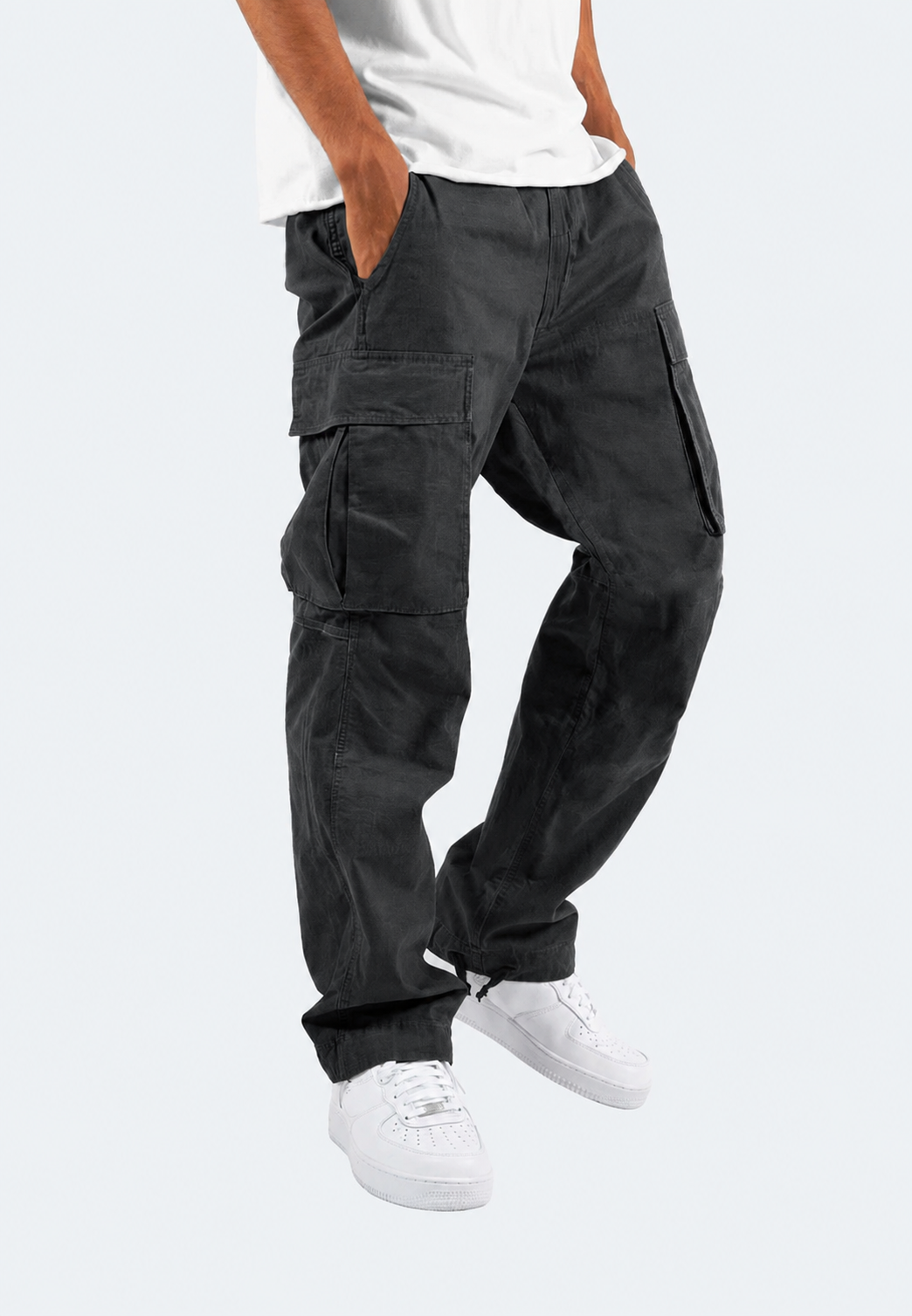 Herren-Cargohose, tailliert, Seitentaschen, verstellbarer Saum – Hilbert