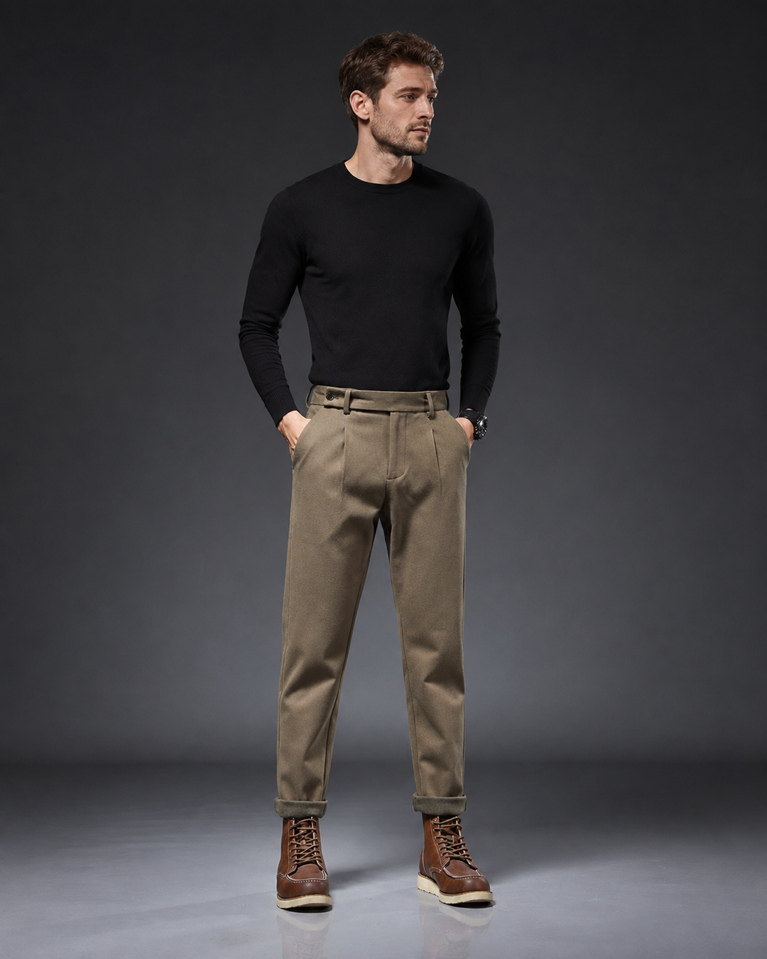 Freizeithose mit geradem Schnitt und Bundfalten – Viktor