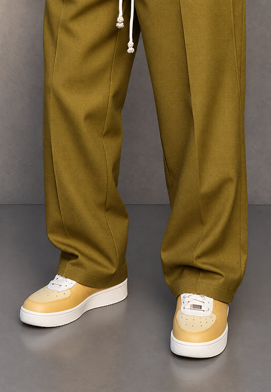Herren-Wide-Leg-Hose mit Bundfalten und verstellbarem Bund - Tavon