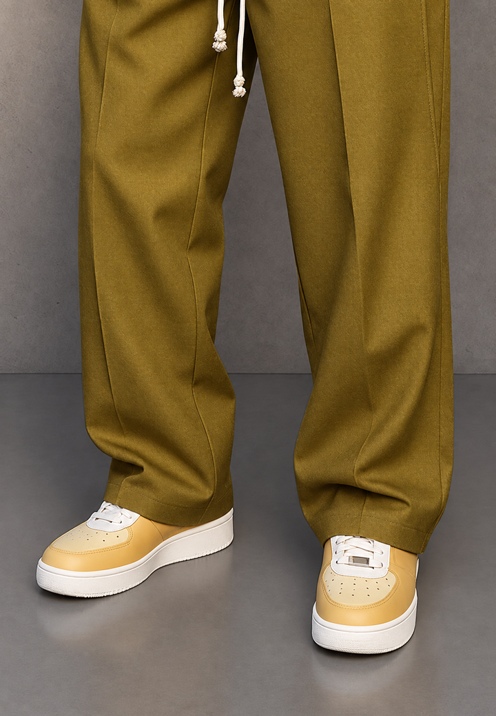 Herren-Wide-Leg-Hose mit Bundfalten und verstellbarem Bund - Tavon