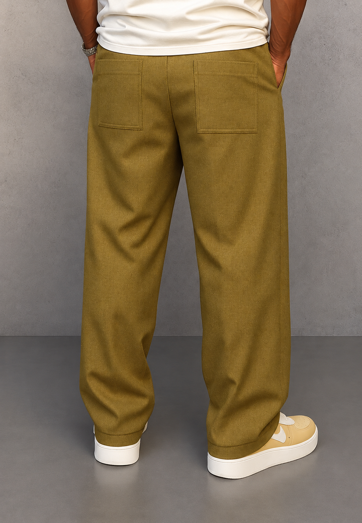 Herren-Wide-Leg-Hose mit Bundfalten und verstellbarem Bund - Tavon