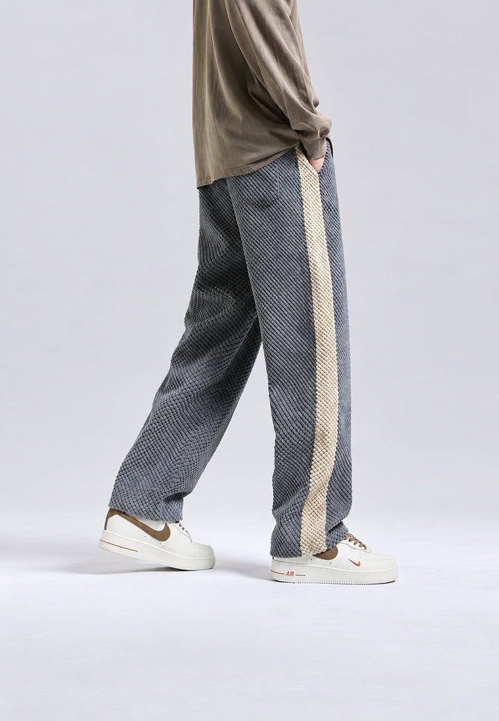 Herren-Jogginghose aus Cord, weiter Schnitt mit seitlichem Streifen - Dorian
