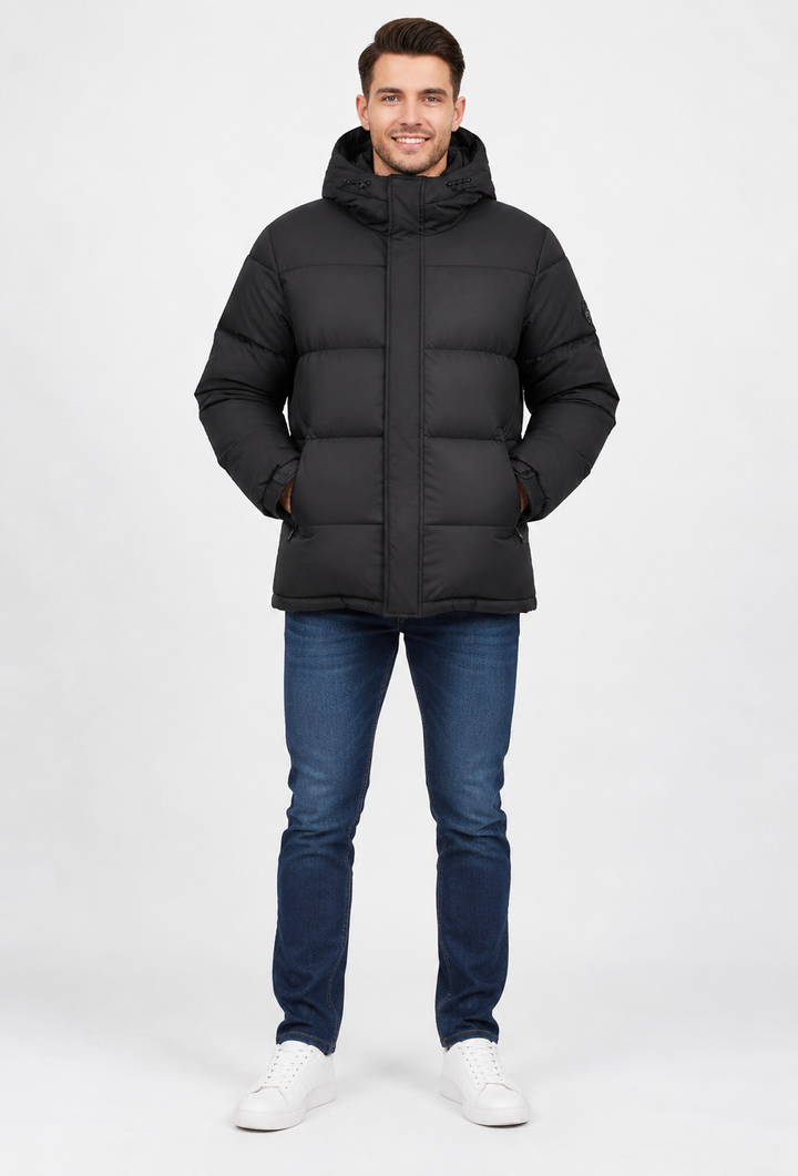 Herren Steppparka für den Winter mit verstellbarer Kapuze und Reißverschlusstaschen - Gael