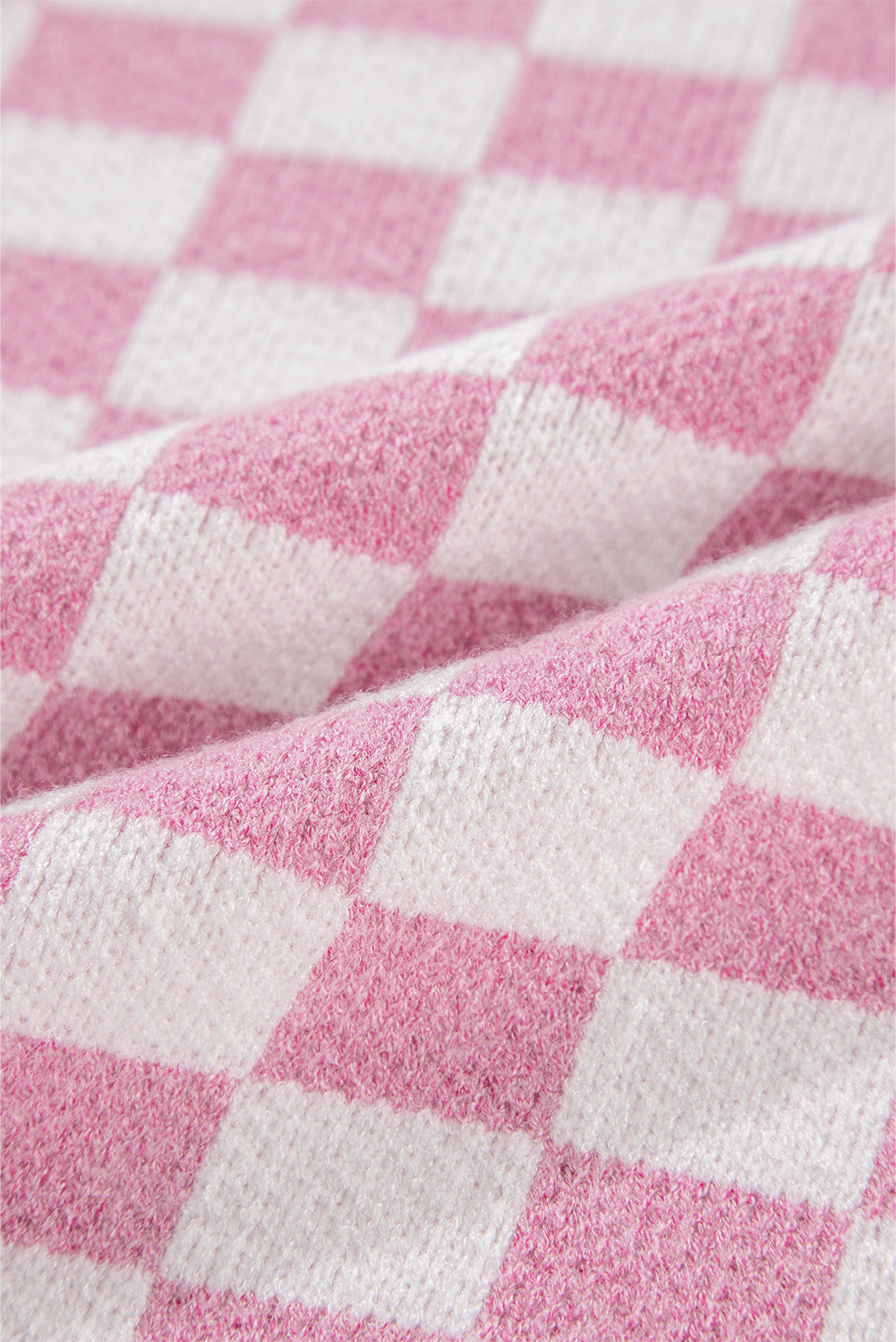 Aude - Karierter V-Ausschnitt Pullover mit Knöpfen und hängenden Schultern